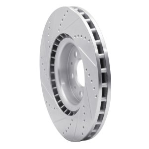 Volvo V70 Brake Rotor (1) - Front Right - R1 Concepts - Drilled & Slotted - Silver - `04-`07